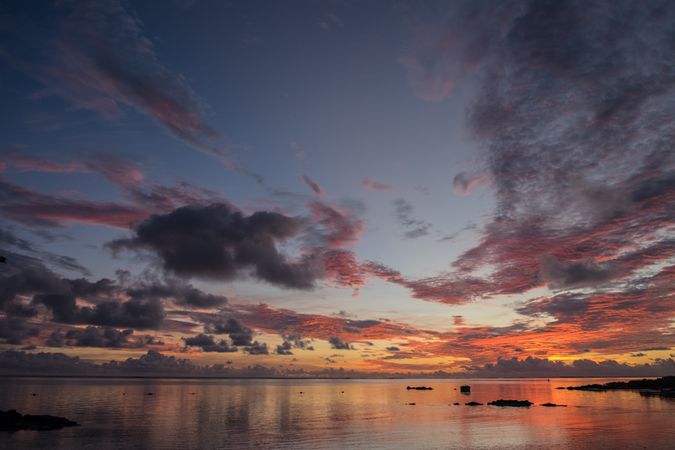 Vast purple and orange sky over the Indian Ocean