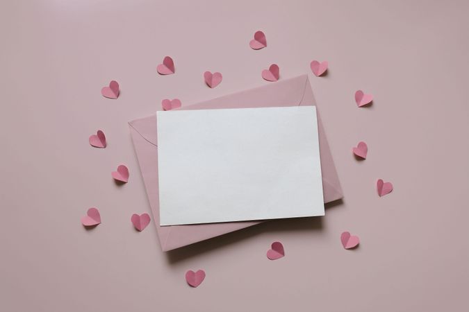 Top view photo. Valentines day, baby shower decoration