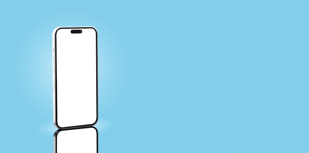 Smartphone mockup on blue background