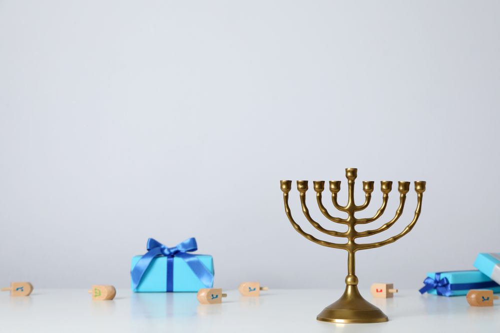 Concept of Jewish holiday, Hanukkah, space for text