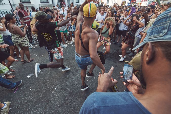 London, England, United Kingdom - August 25th, 2019: Revelers at Notting Hill Carnival partying