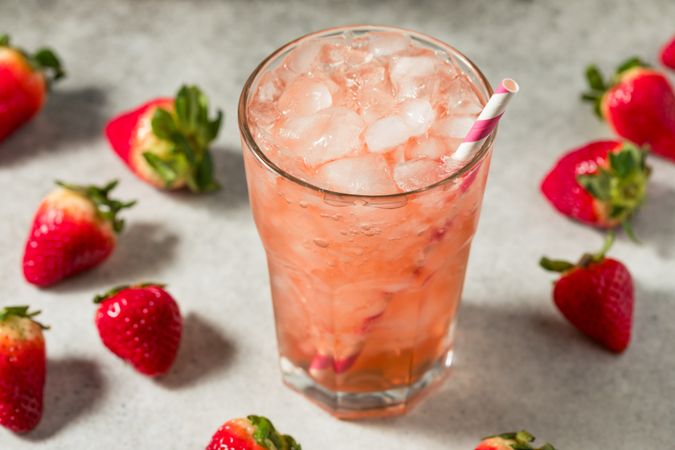 Cold Refreshing Strawberry Soda