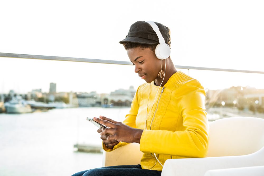 Black woman using mobile phone