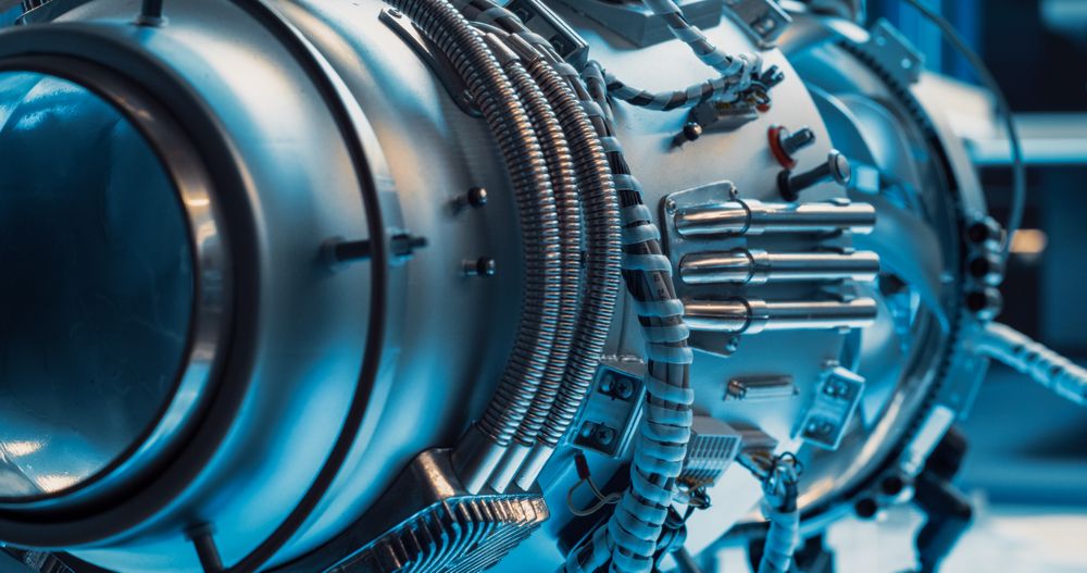 Jet Engine with Stylish Contemporary Design in Technological Silver Color.