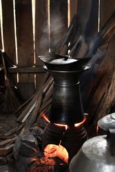 Steam Rice in Indonesian Traditional Kitchen