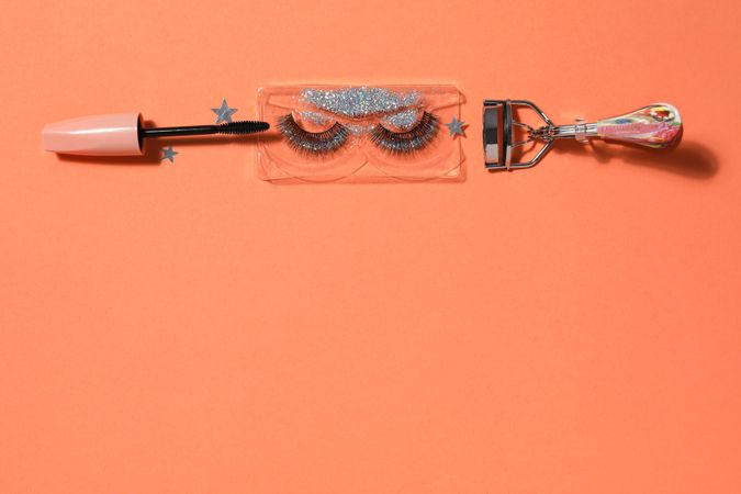 False eyelashes, concept of different makeup accessories