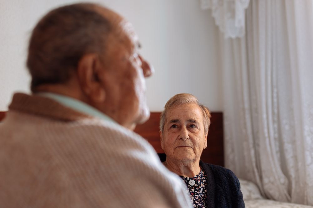 mature couple in interior of their house